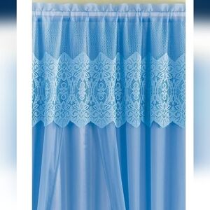 Joelle Blue Lace Curtains 1Pair NWT  Size 54WX84L